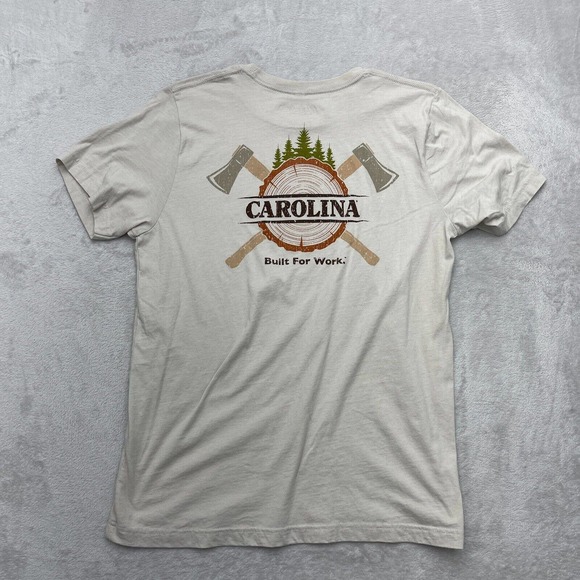Carolina Shirt Mens Large L Brown T-shirt Workwear Axe Logo Lightweight Stretch - Picture 7 of 8